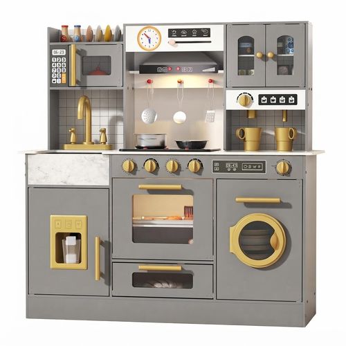 BIERUM Wooden Play Kitchen for Kids Ages 3-8