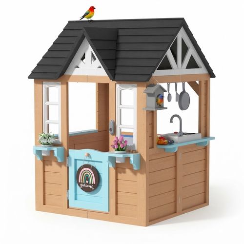 BIERUM Wooden Outdoor Playhouse for Kids